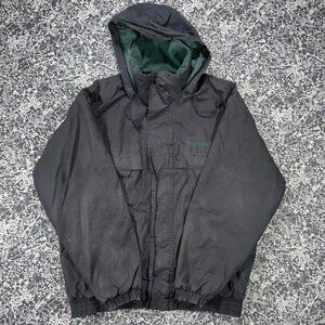 Vintage 1990s Timberland outdoor jacket in black with forest green M